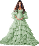 Niulatu Tulle Robe Maternity Dress for Photoshoot Sheer Bridal Lingerie Wedding Gown Long Baby Shower Pregnancy HZ1007
