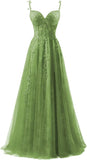 Niulatu Applique Tulle Prom Dresses for Women 2025 Spaghetti Straps Ball Gown Formal Evening Party Gown with HZ1007