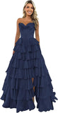 Niulatu Corset Prom Dresses for Women 2025 Long Tiered Ruffle Chiffon Formal Evening Gown with HZ1007