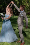 Niulatu Applique Tulle Prom Dresses for Women 2025 Spaghetti Straps Ball Gown Formal Evening Party Gown with HZ1007