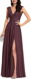 Niulatu Appliques Bridesmaid Dress Long V Neck Beaded Wedding Guest Gown with HZ1007