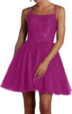 Niulatu Lace Beaded Tulle Homecoming Dresses Short Square Neck Prom Dress Spaghetti Straps Party HZ1007