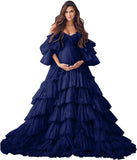 Niulatu Tulle Robe Maternity Dress for Photoshoot Sheer Bridal Lingerie Wedding Gown Long Baby Shower Pregnancy HZ1007