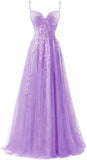 Niulatu Applique Tulle Prom Dresses for Women 2025 Spaghetti Straps Ball Gown Formal Evening Party Gown with HZ1007