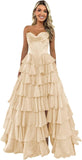 Niulatu Corset Prom Dresses for Women 2025 Long Tiered Ruffle Chiffon Formal Evening Gown with HZ1007