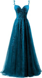 Niulatu Applique Tulle Prom Dresses for Women 2025 Spaghetti Straps Ball Gown Formal Evening Party Gown with HZ1007