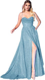 Niulatu Women's Glitter Prom Dresses Long with Slit 2025 Spaghetti Strap Formal Evening Party Maxi HZ1007