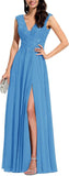 Niulatu Appliques Bridesmaid Dress Long V Neck Beaded Wedding Guest Gown with HZ1007