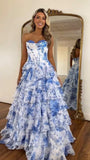 Niulatu Corset Prom Dresses for Women 2025 Long Tiered Ruffle Chiffon Formal Evening Gown with HZ1007