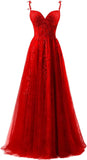 Niulatu Applique Tulle Prom Dresses for Women 2025 Spaghetti Straps Ball Gown Formal Evening Party Gown with HZ1007