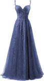 Niulatu Applique Tulle Prom Dresses for Women 2025 Spaghetti Straps Ball Gown Formal Evening Party Gown with HZ1007