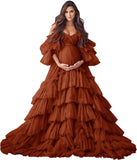 Niulatu Tulle Robe Maternity Dress for Photoshoot Sheer Bridal Lingerie Wedding Gown Long Baby Shower Pregnancy HZ1007
