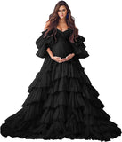 Niulatu Tulle Robe Maternity Dress for Photoshoot Sheer Bridal Lingerie Wedding Gown Long Baby Shower Pregnancy HZ1007