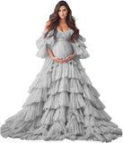 Niulatu Tulle Robe Maternity Dress for Photoshoot Sheer Bridal Lingerie Wedding Gown Long Baby Shower Pregnancy HZ1007