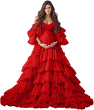 Niulatu Tulle Robe Maternity Dress for Photoshoot Sheer Bridal Lingerie Wedding Gown Long Baby Shower Pregnancy HZ1007