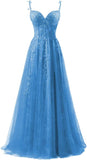 Niulatu Applique Tulle Prom Dresses for Women 2025 Spaghetti Straps Ball Gown Formal Evening Party Gown with HZ1007