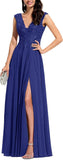 Niulatu Appliques Bridesmaid Dress Long V Neck Beaded Wedding Guest Gown with HZ1007
