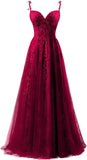 Niulatu Applique Tulle Prom Dresses for Women 2025 Spaghetti Straps Ball Gown Formal Evening Party Gown with HZ1007