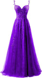 Niulatu Applique Tulle Prom Dresses for Women 2025 Spaghetti Straps Ball Gown Formal Evening Party Gown with HZ1007