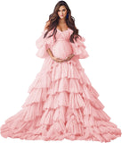 Niulatu Tulle Robe Maternity Dress for Photoshoot Sheer Bridal Lingerie Wedding Gown Long Baby Shower Pregnancy HZ1007
