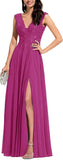 Niulatu Appliques Bridesmaid Dress Long V Neck Beaded Wedding Guest Gown with HZ1007