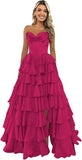 Niulatu Corset Prom Dresses for Women 2025 Long Tiered Ruffle Chiffon Formal Evening Gown with HZ1007