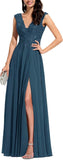 Niulatu Appliques Bridesmaid Dress Long V Neck Beaded Wedding Guest Gown with HZ1007