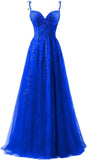 Niulatu Applique Tulle Prom Dresses for Women 2025 Spaghetti Straps Ball Gown Formal Evening Party Gown with HZ1007