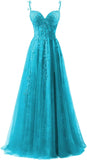 Niulatu Applique Tulle Prom Dresses for Women 2025 Spaghetti Straps Ball Gown Formal Evening Party Gown with HZ1007
