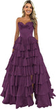 Niulatu Corset Prom Dresses for Women 2025 Long Tiered Ruffle Chiffon Formal Evening Gown with HZ1007