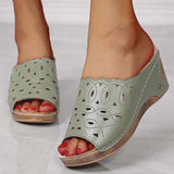 Niulatu Women Shoes Sandals Fish Mouth Wedges Sandals Open Toes Hollow Out Women's Shoes Slip On Women Shoe Female Footwear DJSE