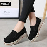 Niulatu Women Flat Platform Shoes Flats Women Cut-out Suede Leather Slip on Thick Heels Loafers Ladies Creepers Women 509 DJSE