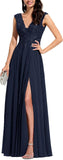 Niulatu Appliques Bridesmaid Dress Long V Neck Beaded Wedding Guest Gown with HZ1007