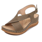 Niulatu Women's Sandals Summer Shoes For Women New Ladies Sewing Hollow Out Wedges Female Casual Pu Leather Platform Retro Sandal DJSE