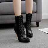 Niulatu Ankle Boots For Women High heels Fashion Pointed toe Ladies Sexy shoes 2025 New Lace-Up Bootswf76 DJSE