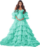 Niulatu Tulle Robe Maternity Dress for Photoshoot Sheer Bridal Lingerie Wedding Gown Long Baby Shower Pregnancy HZ1007