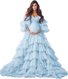 Niulatu Tulle Robe Maternity Dress for Photoshoot Sheer Bridal Lingerie Wedding Gown Long Baby Shower Pregnancy HZ1007