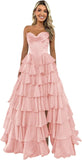 Niulatu Corset Prom Dresses for Women 2025 Long Tiered Ruffle Chiffon Formal Evening Gown with HZ1007