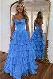 Niulatu Corset Prom Dresses for Women 2025 Long Tiered Ruffle Chiffon Formal Evening Gown with HZ1007
