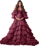 Niulatu Tulle Robe Maternity Dress for Photoshoot Sheer Bridal Lingerie Wedding Gown Long Baby Shower Pregnancy HZ1007