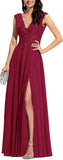 Niulatu Appliques Bridesmaid Dress Long V Neck Beaded Wedding Guest Gown with HZ1007