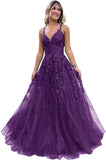 Niulatu Lace Glitter Tulle Prom Dress Long Ball Gown V Neck Formal Evening Dress Maxi Party HZ1007
