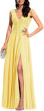 Niulatu Appliques Bridesmaid Dress Long V Neck Beaded Wedding Guest Gown with HZ1007