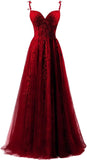 Niulatu Applique Tulle Prom Dresses for Women 2025 Spaghetti Straps Ball Gown Formal Evening Party Gown with HZ1007