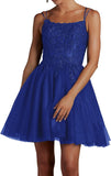 Niulatu Lace Beaded Tulle Homecoming Dresses Short Square Neck Prom Dress Spaghetti Straps Party HZ1007
