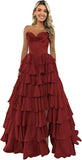 Niulatu Corset Prom Dresses for Women 2025 Long Tiered Ruffle Chiffon Formal Evening Gown with HZ1007