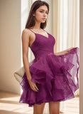 Niulatu Women's Puffy Ruffle Short Homecoming Dress Tull Tutu Prom Dress V Neck Formal Party HZ1007