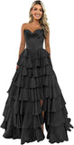 Niulatu Corset Prom Dresses for Women 2025 Long Tiered Ruffle Chiffon Formal Evening Gown with HZ1007