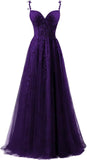 Niulatu Applique Tulle Prom Dresses for Women 2025 Spaghetti Straps Ball Gown Formal Evening Party Gown with HZ1007