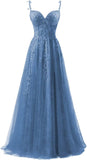 Niulatu Applique Tulle Prom Dresses for Women 2025 Spaghetti Straps Ball Gown Formal Evening Party Gown with HZ1007